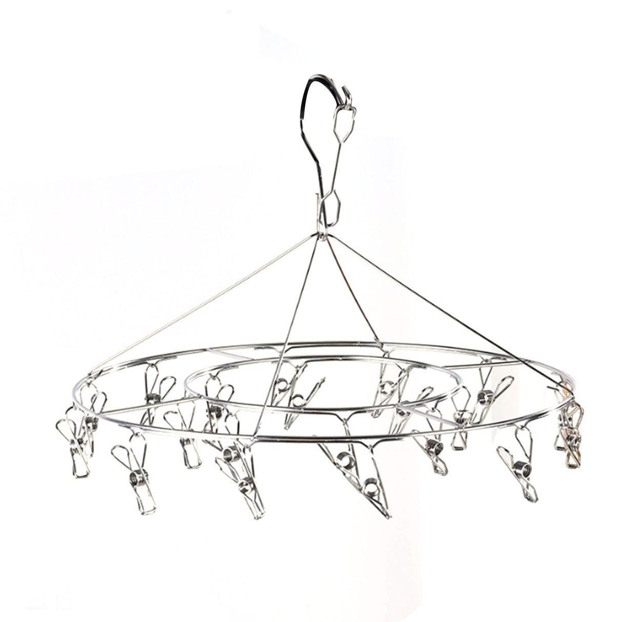 Clothes Drying Hanger Stainless Steel Multi Clip Laundry Drip Hanging Rack for Underwear Socks Hat No Loop Round