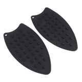 2Pcs Silicone Iron Rest Pad Durable Impact Resistant Heat Resistant Iron Mat for Ironing Boards Irons Black - Front View