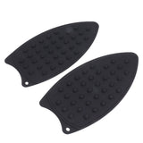 2Pcs Silicone Iron Rest Pad Durable Impact Resistant Heat Resistant Iron Mat for Ironing Boards Irons Black - Rear View