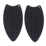 2Pcs Silicone Iron Rest Pad Durable Impact Resistant Heat Resistant Iron Mat for Ironing Boards Irons Black - Close-Up Angle