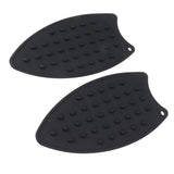2Pcs Silicone Iron Rest Pad Durable Impact Resistant Heat Resistant Iron Mat for Ironing Boards Irons Black - Low Angle
