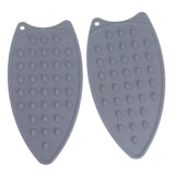 2Pcs Silicone Iron Rest Pad Durable Impact Resistant Heat Resistant Iron Mat for Ironing Boards Irons Gray - Rear View