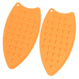 2Pcs Silicone Iron Rest Pad Durable Impact Resistant Heat Resistant Iron Mat for Ironing Boards Irons Orange - Front View