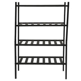 Bamboo Shoe Rack Stackable Shoe Shelf Storage Organizer for Closet Entryway Hallway Bathroom Living Room Black 4 Layer