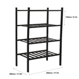 Bamboo Shoe Rack Stackable Shoe Shelf Storage Organizer for Closet Entryway Hallway Bathroom Living Room Black 4 Layer - Front View