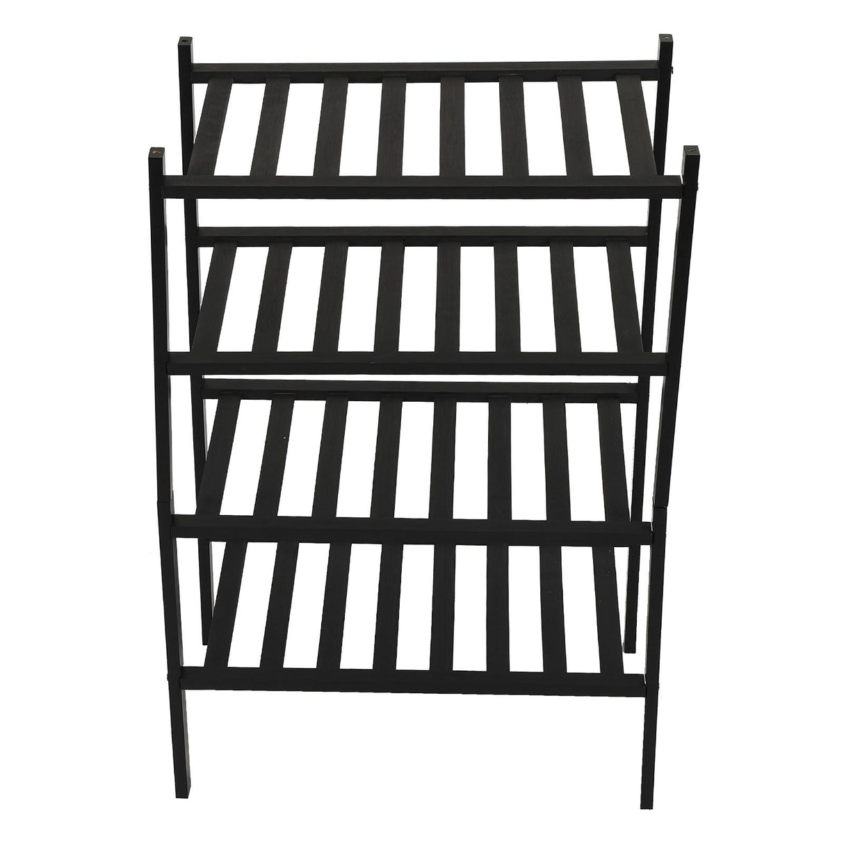 Bamboo Shoe Rack Stackable Shoe Shelf Storage Organizer for Closet Entryway Hallway Bathroom Living Room Black 4 Layer