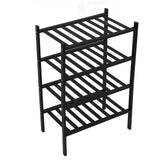 Bamboo Shoe Rack Stackable Shoe Shelf Storage Organizer for Closet Entryway Hallway Bathroom Living Room Black 4 Layer - Top-Down View
