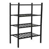 Bamboo Shoe Rack Stackable Shoe Shelf Storage Organizer for Closet Entryway Hallway Bathroom Living Room Black 4 Layer