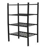 Bamboo Shoe Rack Stackable Shoe Shelf Storage Organizer for Closet Entryway Hallway Bathroom Living Room Black 4 Layer - Rear View