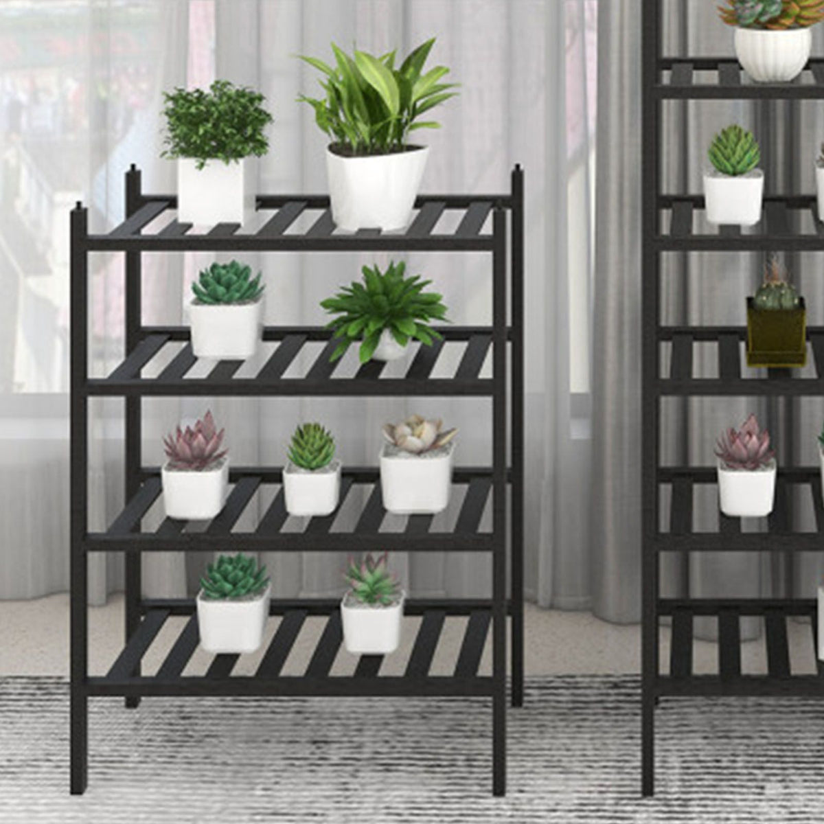 Bamboo Shoe Rack Stackable Shoe Shelf Storage Organizer for Closet Entryway Hallway Bathroom Living Room Black 4 Layer