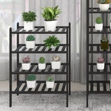 Bamboo Shoe Rack Stackable Shoe Shelf Storage Organizer for Closet Entryway Hallway Bathroom Living Room Black 4 Layer