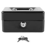 Metal Cash Box with Lock Safety Portable Small Metal Storage Box with 2 Keys for Money Document Home Car - Front View