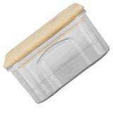 Airtight Food Storage Container Clear Food Storage Jar with Bamboo Lid for Noodles Flour Cereal Rice Tea Coffee Beans 450ml 10.7x5.7cm / 4.2x2.2in - Front View