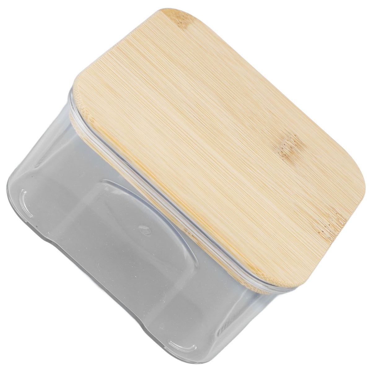 Airtight Food Storage Container Clear Food Storage Jar with Bamboo Lid for Noodles Flour Cereal Rice Tea Coffee Beans 450ml 10.7x5.7cm / 4.2x2.2in