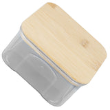 Airtight Food Storage Container Clear Food Storage Jar with Bamboo Lid for Noodles Flour Cereal Rice Tea Coffee Beans 450ml 10.7x5.7cm / 4.2x2.2in