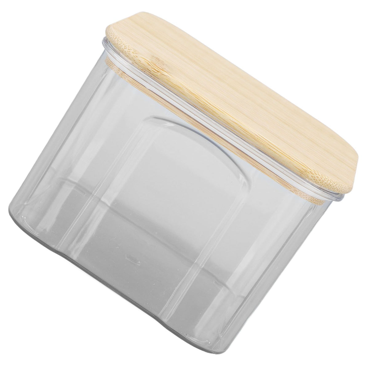 Airtight Food Storage Container Clear Food Storage Jar with Bamboo Lid for Noodles Flour Cereal Rice Tea Coffee Beans 650ml 10.7x8.2cm / 4.2x3.2in