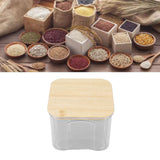 Airtight Food Storage Container Clear Food Storage Jar with Bamboo Lid for Noodles Flour Cereal Rice Tea Coffee Beans 650ml 10.7x8.2cm / 4.2x3.2in