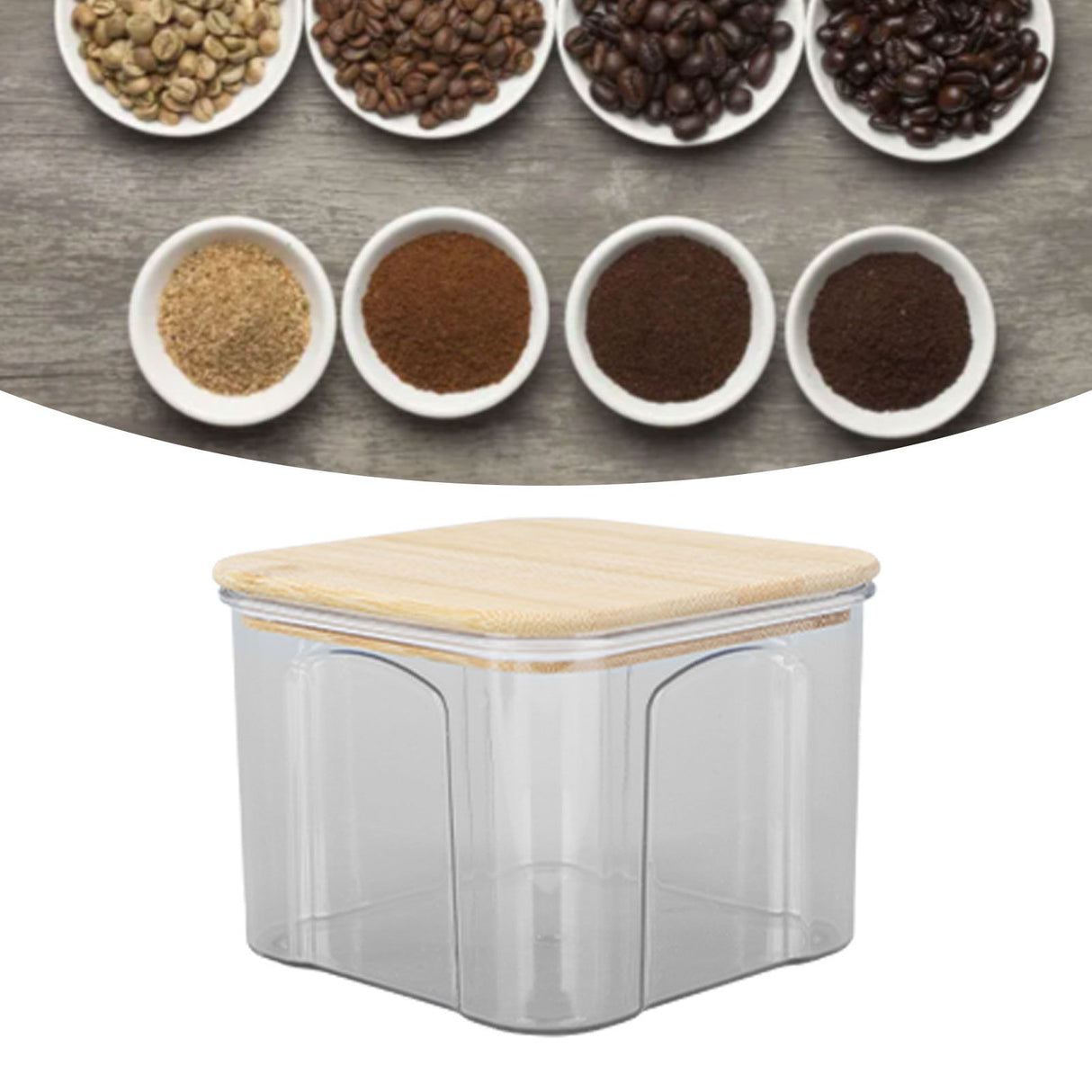 Airtight Food Storage Container Clear Food Storage Jar with Bamboo Lid for Noodles Flour Cereal Rice Tea Coffee Beans 650ml 10.7x8.2cm / 4.2x3.2in