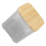 Airtight Food Storage Container Clear Food Storage Jar with Bamboo Lid for Noodles Flour Cereal Rice Tea Coffee Beans 900ml 10.7x11cm / 4.2x4.3in - 45-Degree Angle