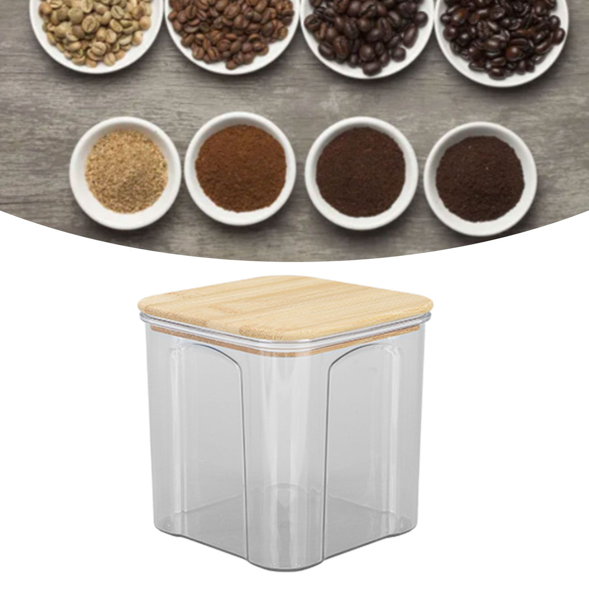 Airtight Food Storage Container Clear Food Storage Jar with Bamboo Lid for Noodles Flour Cereal Rice Tea Coffee Beans 900ml 10.7x11cm / 4.2x4.3in