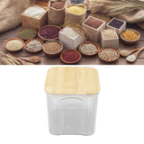 Airtight Food Storage Container Clear Food Storage Jar with Bamboo Lid for Noodles Flour Cereal Rice Tea Coffee Beans 900ml 10.7x11cm / 4.2x4.3in