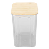 Airtight Food Storage Container Clear Food Storage Jar with Bamboo Lid for Noodles Flour Cereal Rice Tea Coffee Beans 1400ml 10.7x17cm / 4.2x6.7in - Rear View