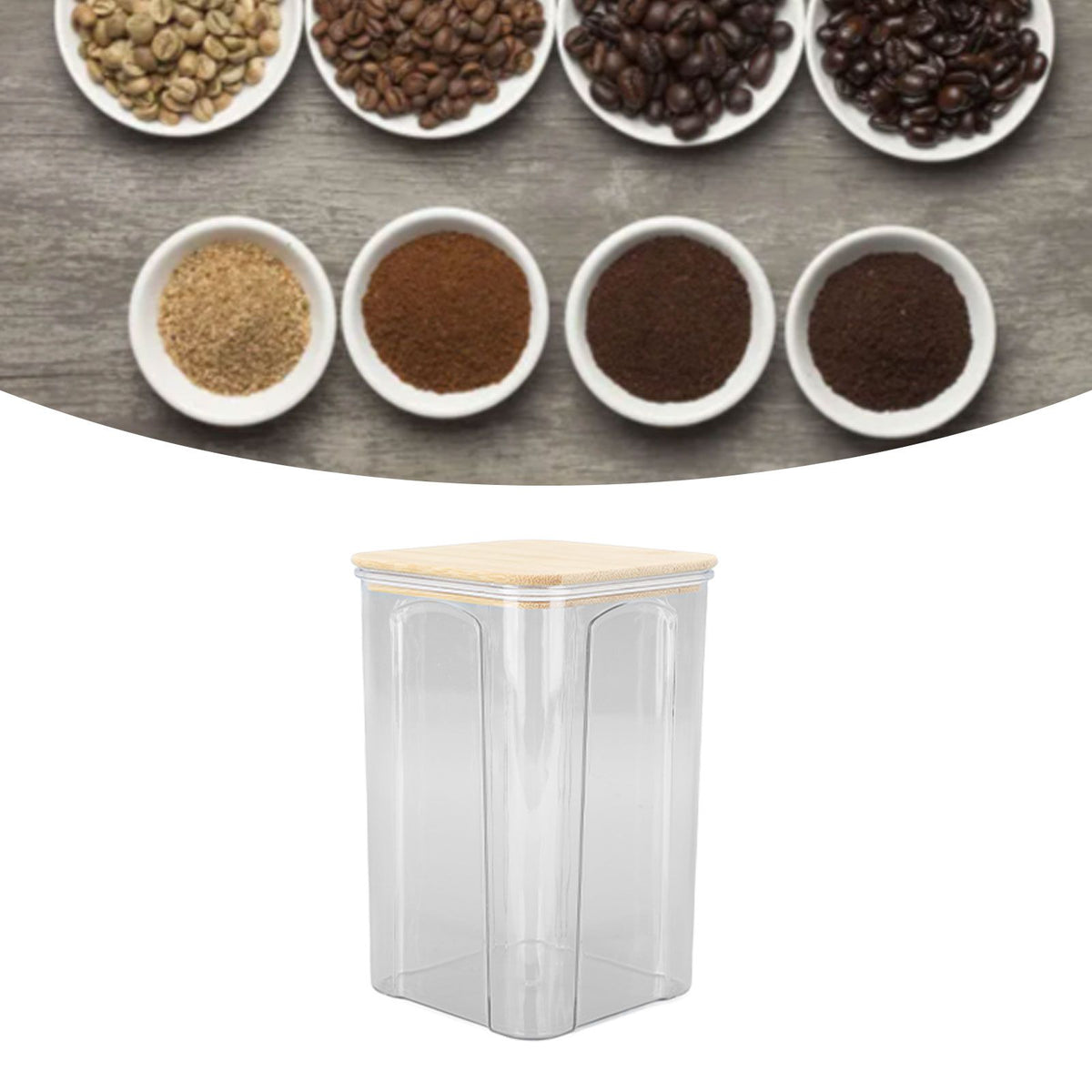 Airtight Food Storage Container Clear Food Storage Jar with Bamboo Lid for Noodles Flour Cereal Rice Tea Coffee Beans 1400ml 10.7x17cm / 4.2x6.7in