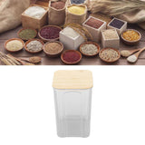 Airtight Food Storage Container Clear Food Storage Jar with Bamboo Lid for Noodles Flour Cereal Rice Tea Coffee Beans 1400ml 10.7x17cm / 4.2x6.7in