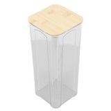 Airtight Food Storage Container Clear Food Storage Jar with Bamboo Lid for Noodles Flour Cereal Rice Tea Coffee Beans 2000ml 10.7x25.5cm / 4.2x10.0in - Rear View
