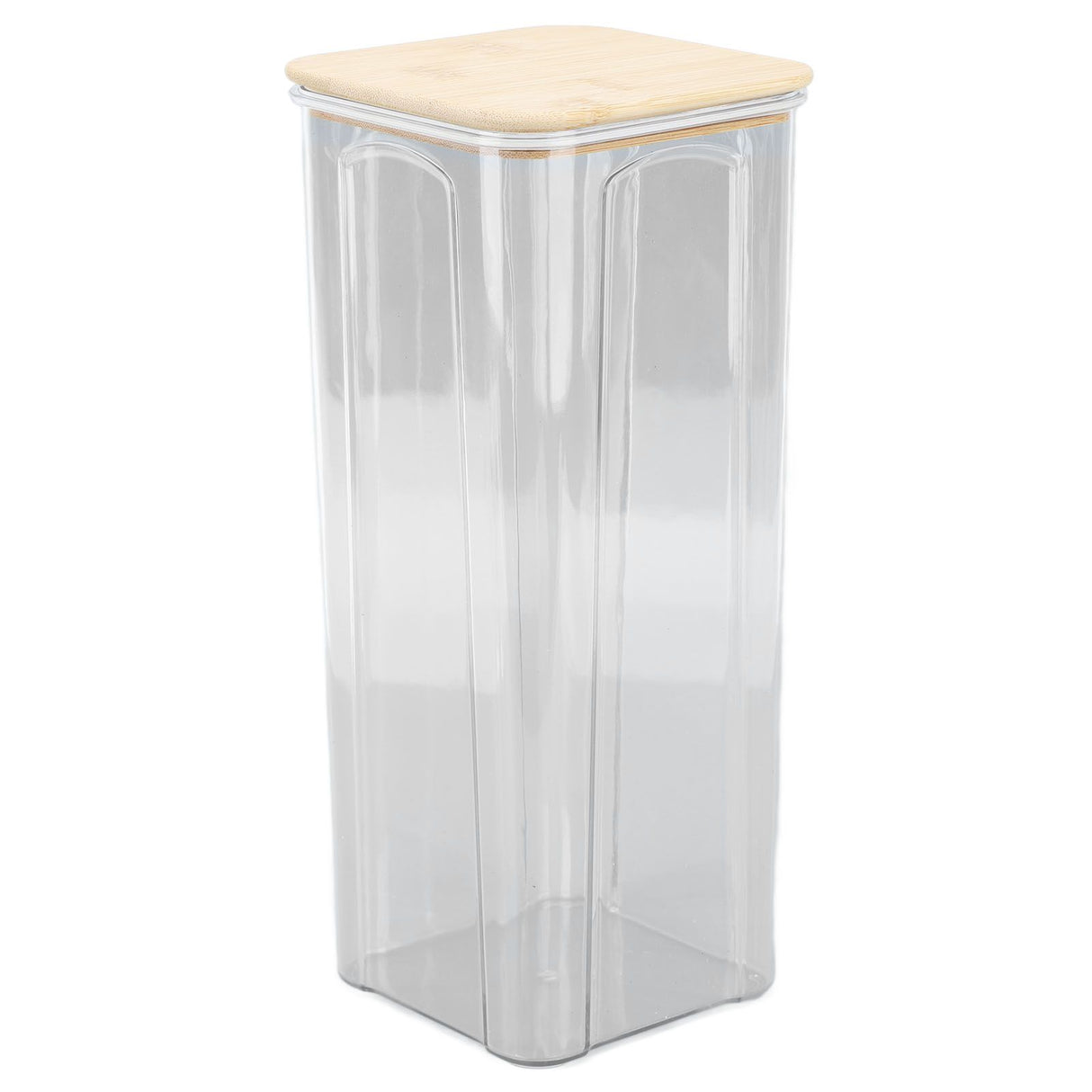 Airtight Food Storage Container Clear Food Storage Jar with Bamboo Lid for Noodles Flour Cereal Rice Tea Coffee Beans 2000ml 10.7x25.5cm / 4.2x10.0in