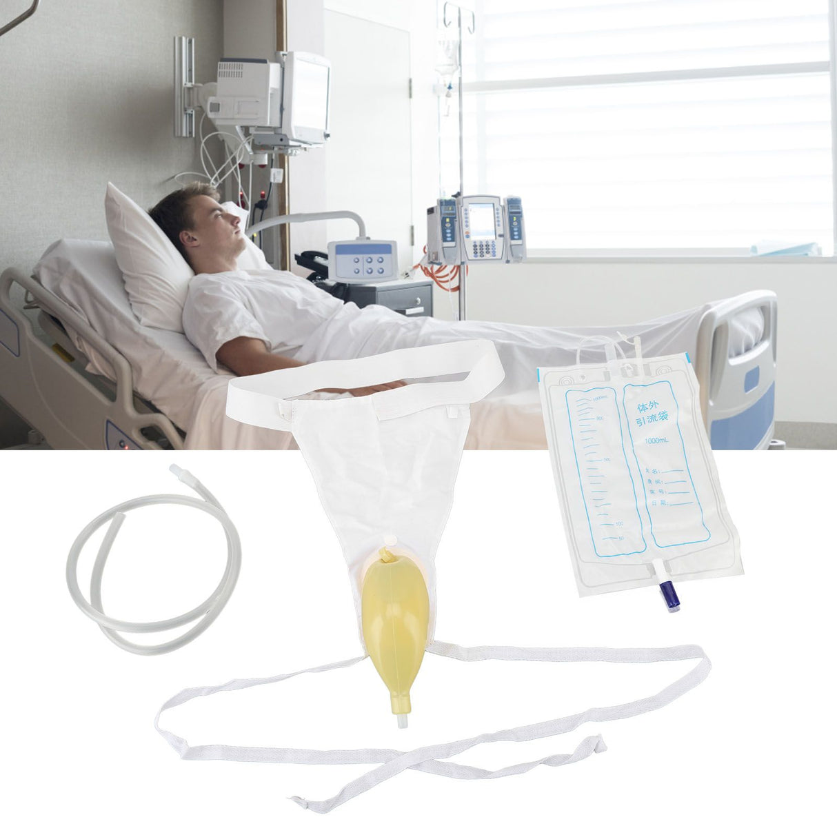 Urine Collector Bag 1000ml Reusable Skin Friendly Silicone Urine Drainage Bag for Elderly