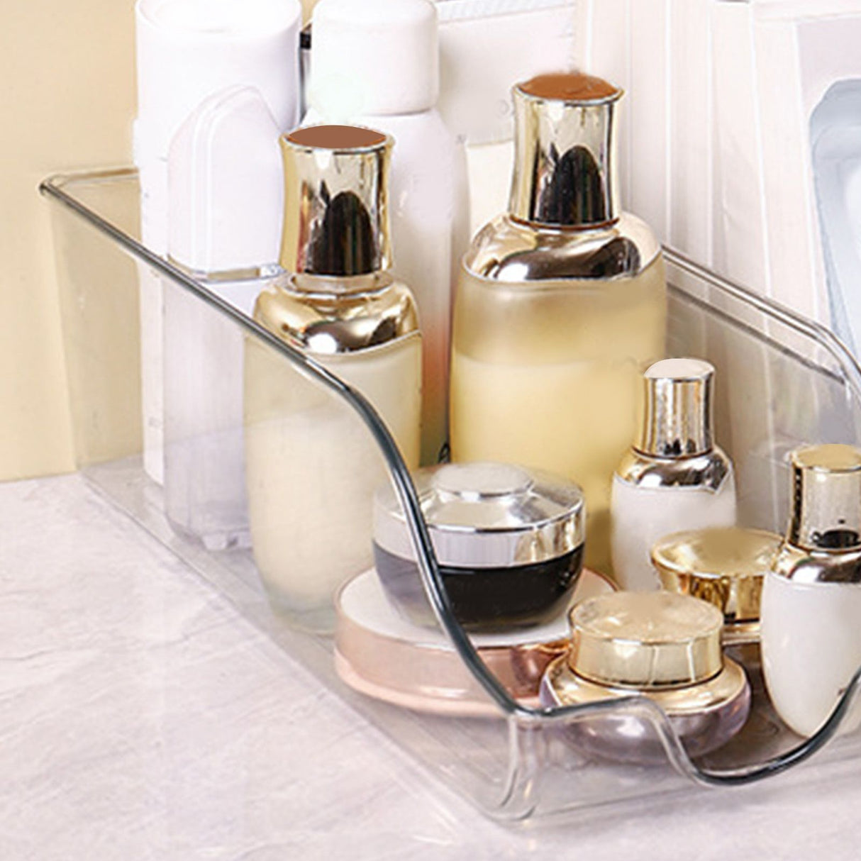Clear Plastic Storage Bin Refrigerator Organizer Bin Household Double Ear Transparent Storage Box PET Desktop Basket