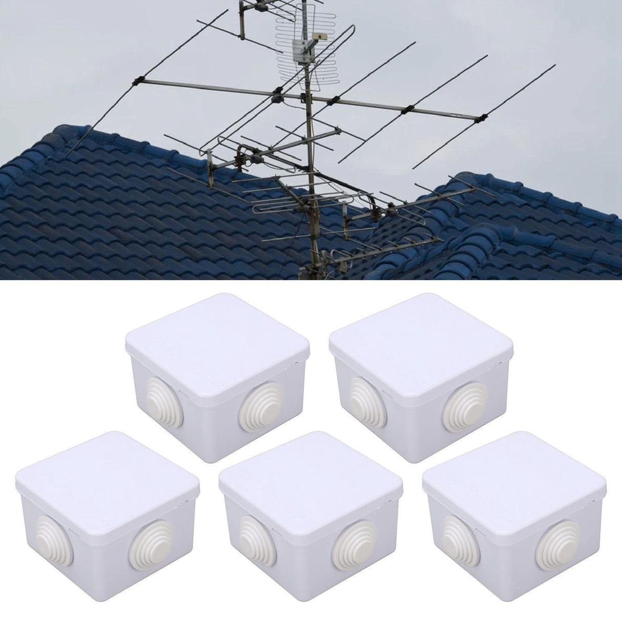 5Pcs Plastic Waterproof Cable Box with Rubber Plug IP55 Waterproof Plug Junction Wire Box