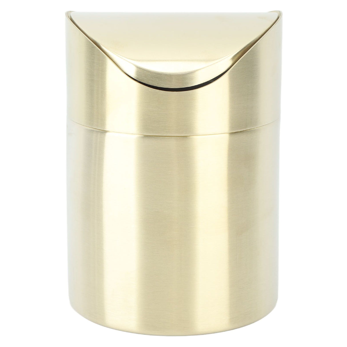 Desktop Trash Can 304 Stainless Steel Fingerprint Proof Compact Space Saving Mini Countertop Trash Can for Office Gold