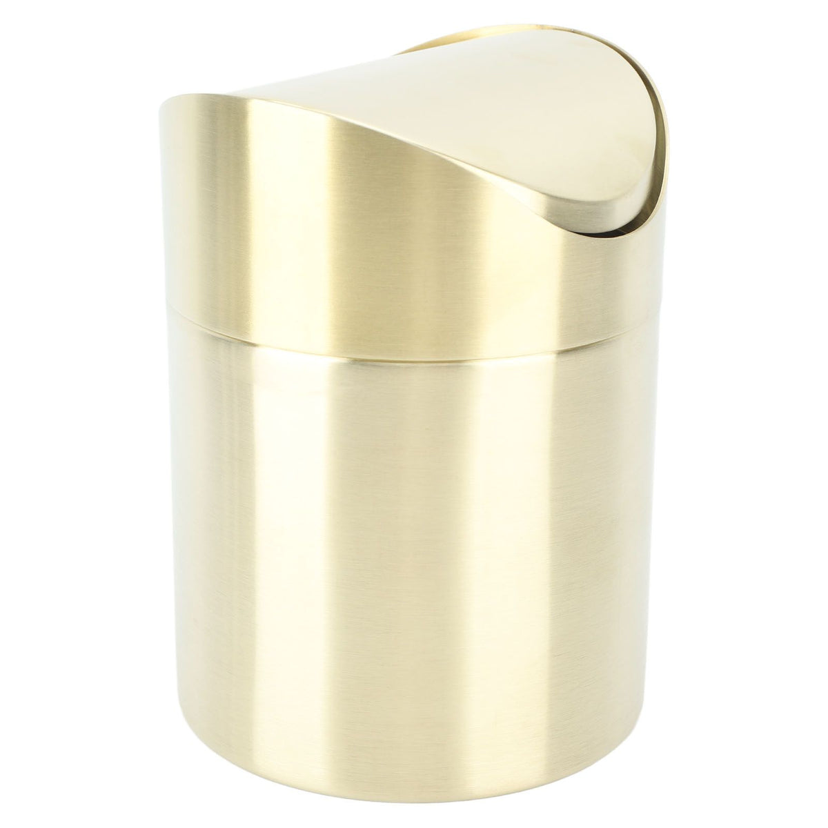 Desktop Trash Can 304 Stainless Steel Fingerprint Proof Compact Space Saving Mini Countertop Trash Can for Office Gold