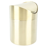 Desktop Trash Can 304 Stainless Steel Fingerprint Proof Compact Space Saving Mini Countertop Trash Can for Office Gold - Side View