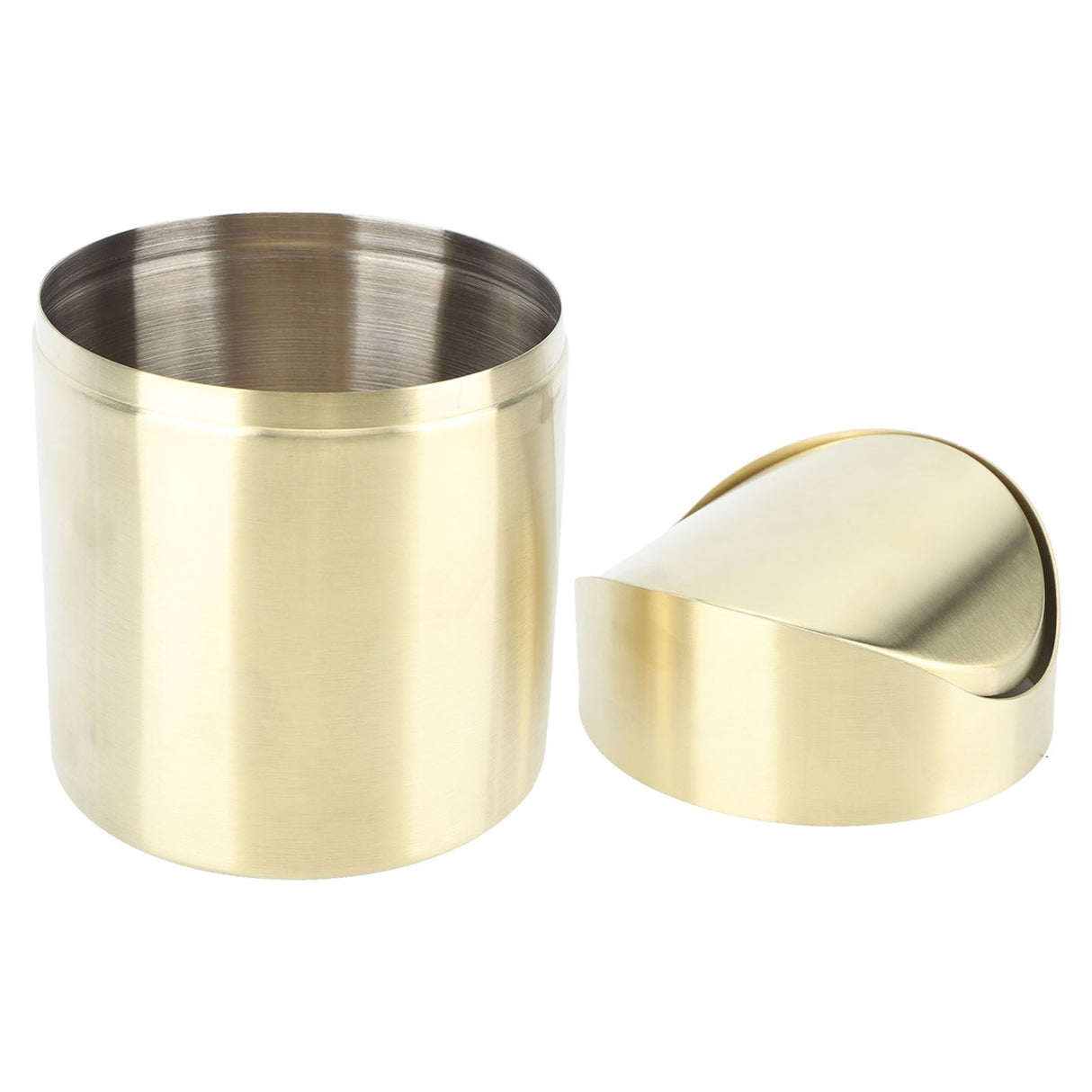 Desktop Trash Can 304 Stainless Steel Fingerprint Proof Compact Space Saving Mini Countertop Trash Can for Office Gold