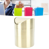 Desktop Trash Can 304 Stainless Steel Fingerprint Proof Compact Space Saving Mini Countertop Trash Can for Office Gold