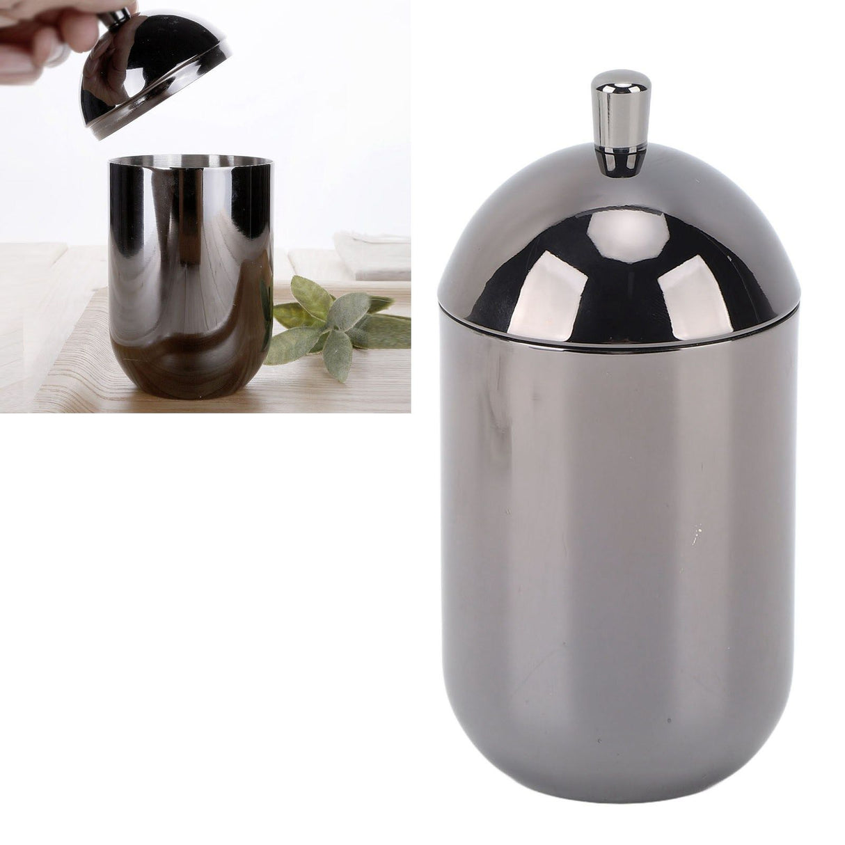Stainless Steel Cotton Swab Holders Durable Multi Purpose Dustproof Cute Cotton Swab Canisters for Home Bathroom