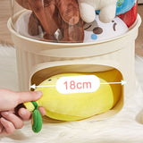 Toy Storage Container PET Transparent Cylinder Plush Toy Display Bucket with PP Lid for Home Organization White - Extra Image