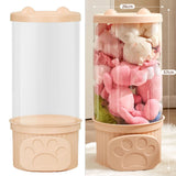 Toy Storage Container PET Transparent Cylinder Plush Toy Display Bucket with PP Lid for Home Organization Pink