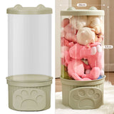 Toy Storage Container PET Transparent Cylinder Plush Toy Display Bucket with PP Lid for Home Organization Green
