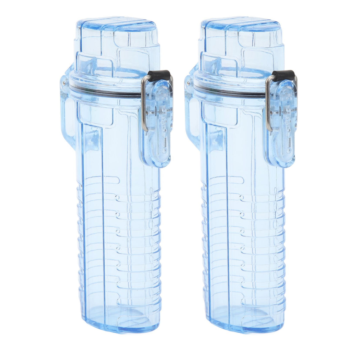 2Pcs Lighter Case Waterproof Lighter Storage Container Plastic for Outdoor Camping Hiking Transparent Blue
