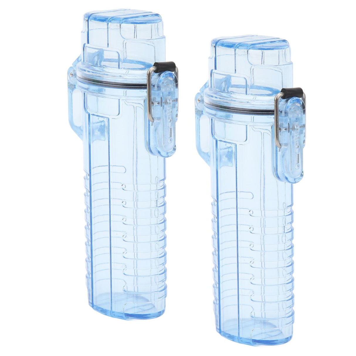 2Pcs Lighter Case Waterproof Lighter Storage Container Plastic for Outdoor Camping Hiking Transparent Blue