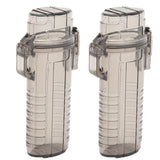 2Pcs Lighter Case Waterproof Lighter Storage Container Plastic for Outdoor Camping Hiking Transparent Black
