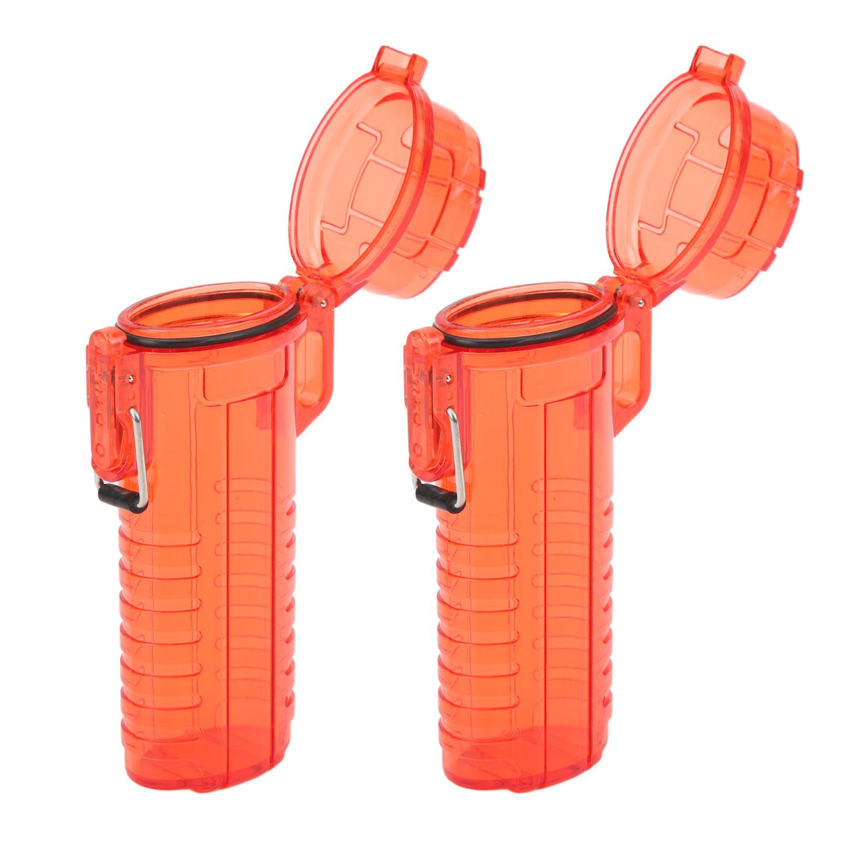 2Pcs Lighter Case Waterproof Lighter Storage Container Plastic for Outdoor Camping Hiking Transparent Red
