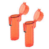 2Pcs Lighter Case Waterproof Lighter Storage Container Plastic for Outdoor Camping Hiking Transparent Red - Side View