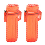 2Pcs Lighter Case Waterproof Lighter Storage Container Plastic for Outdoor Camping Hiking Transparent Red