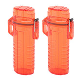 2Pcs Lighter Case Waterproof Lighter Storage Container Plastic for Outdoor Camping Hiking Transparent Red