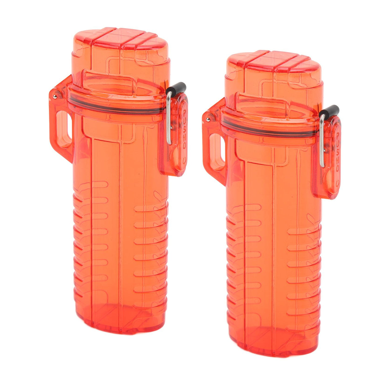 2Pcs Lighter Case Waterproof Lighter Storage Container Plastic for Outdoor Camping Hiking Transparent Red